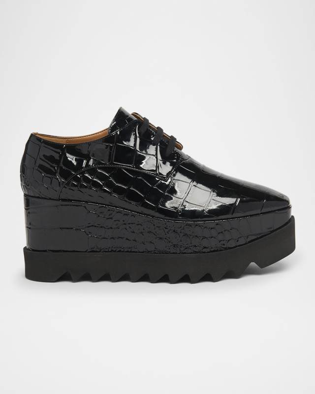 Elyse Croc-Embossed Patent Platform Loafers